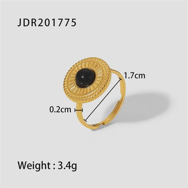 Natuursteen Ringen Dames - Waterdicht Roestvrij Staal Goudkleurig Sieraden