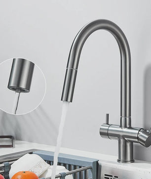 Keukenmengkraan met Uittrekbare Douchekop en Waterfilter - Goudkleurig