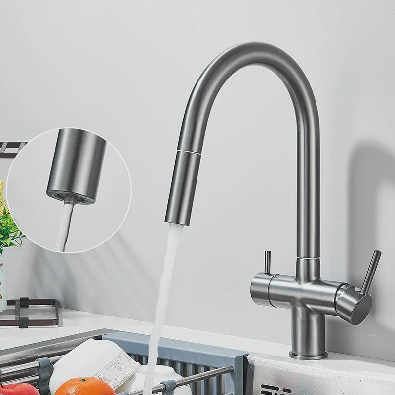 Keukenmengkraan met Uittrekbare Douchekop en Waterfilter - Goudkleurig