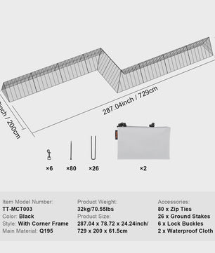 Grote Kipren Tunnel 400 cm - Draagbare en Uitbreidbare Ren voor Kippen en Kleinvee