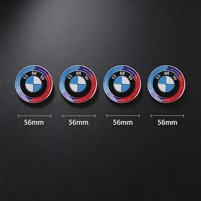 4x BMW Velgdopjes 56mm/68mm - 50th Anniversary Editie