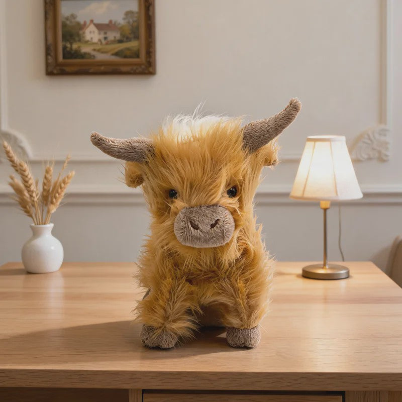 Schattige Highland Cattle Pluche Knuffel - Zacht & Fluffy Dier - Verkrijgbaar in 30/50cm - Zit of Lig Positie