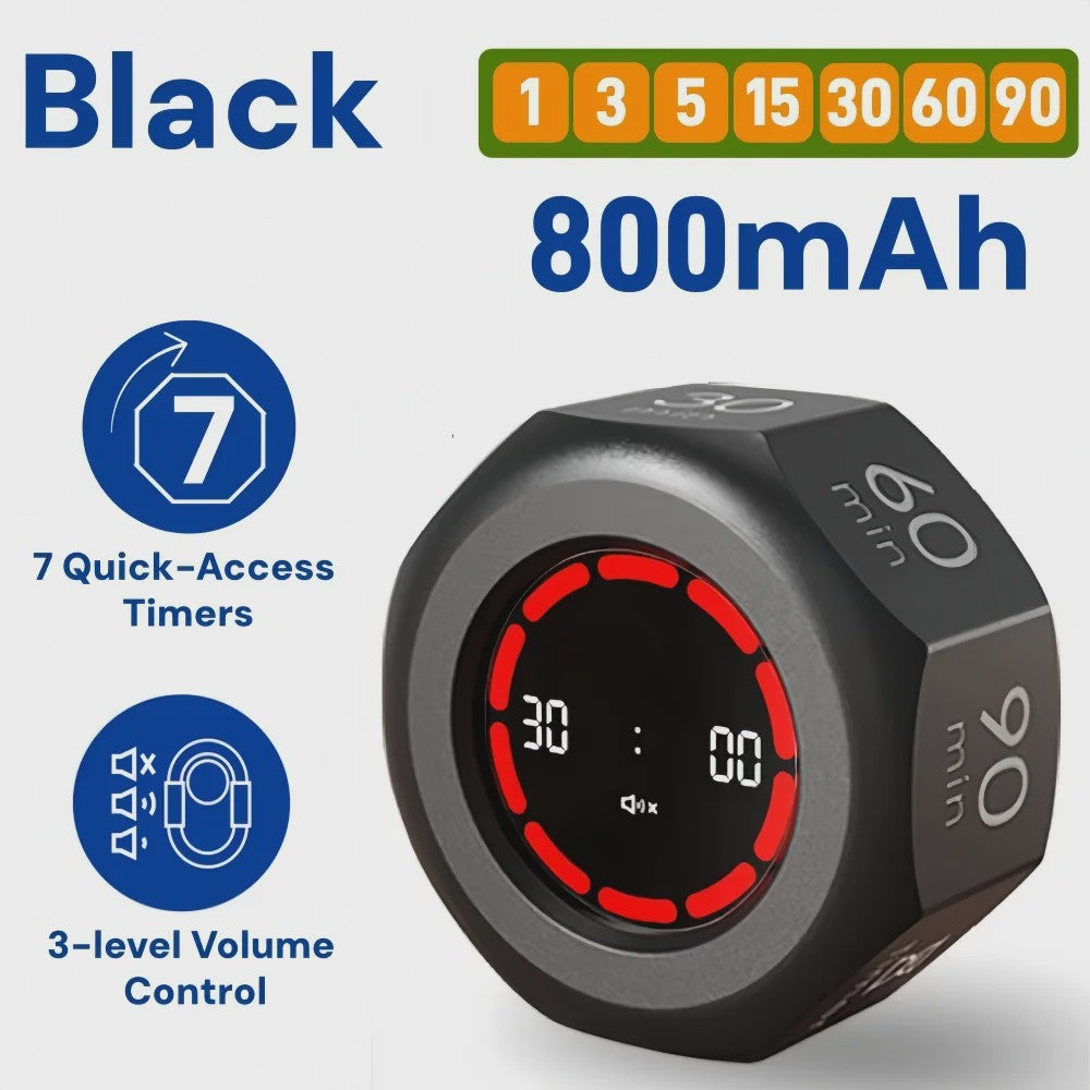 Visuele Flip Timer Kubus met LED Scherm & Gravity Sensor - Tijdmanagement Tool