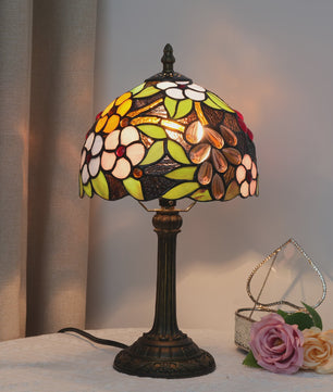 Vintage Stijl Tiffany Tafellamp - 20cm Breed Kleurrijk Glas - Sfeervolle Leeslamp