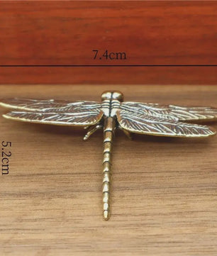 Miniatuur Koperen Insect Beeldjes: Bidsprinkhaan, Libelle, Bij & Krekel - Feng Shui Decoratie