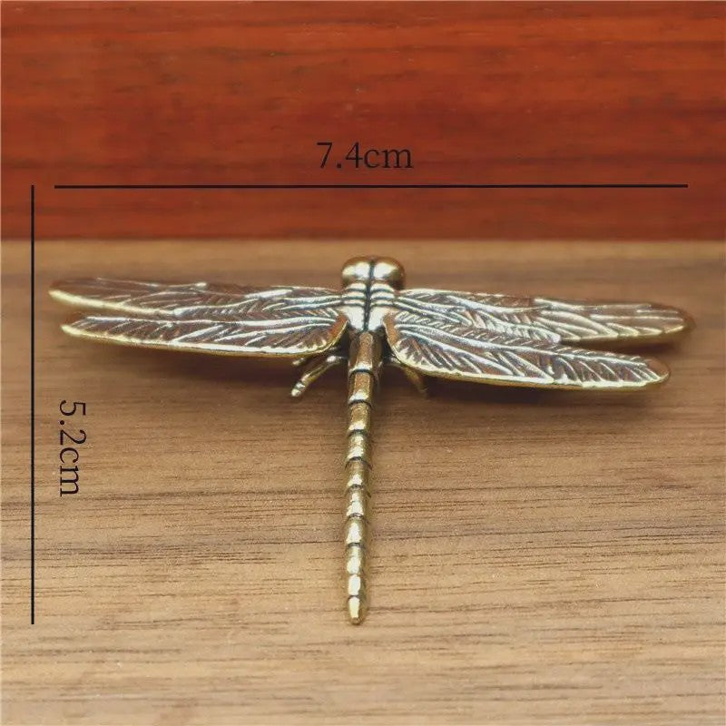 Miniatuur Koperen Insect Beeldjes: Bidsprinkhaan, Libelle, Bij & Krekel - Feng Shui Decoratie