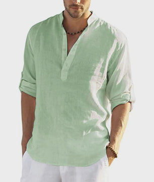 Heren Linnen Blouse Casual Lange Mouw - Comfortabele Vrijetijdstop