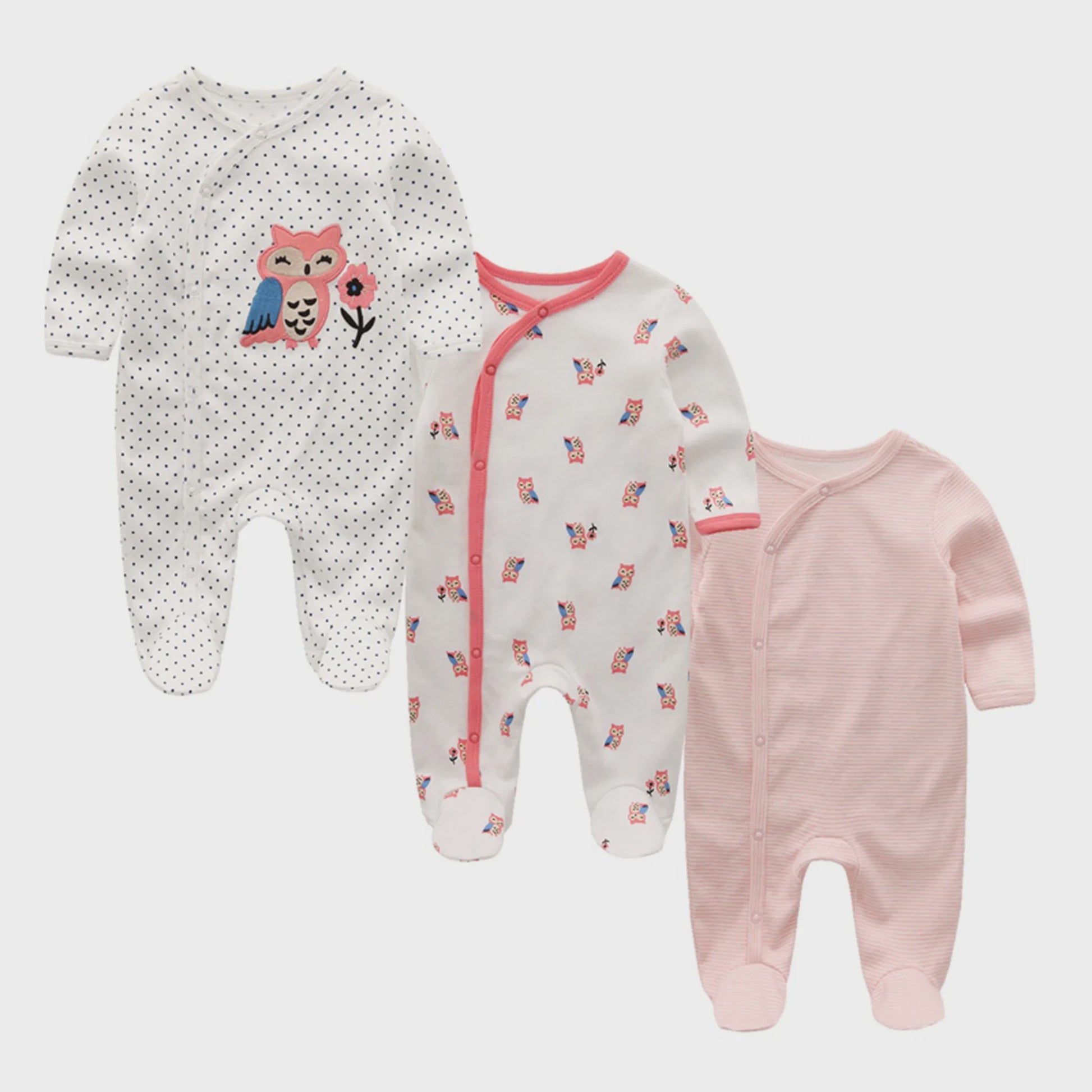 3-Pack Baby Rompers Unisex Katoen - Zacht & Comfortabel voor Pasgeborenen