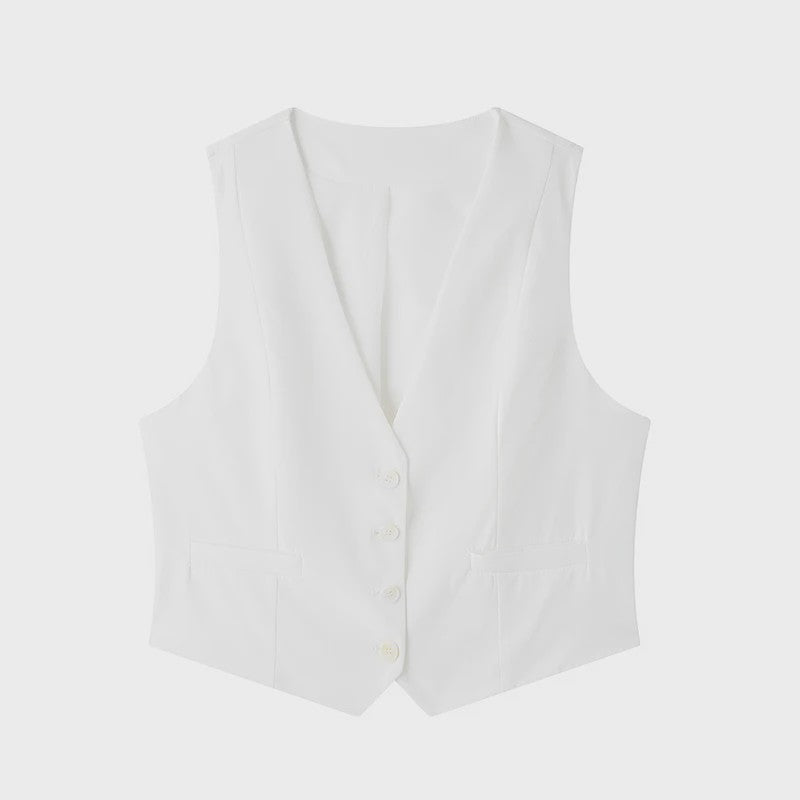 Chic Dames Vest - Vintage Mouwloos Single-Breasted Gilet voor een Stijlvolle Look