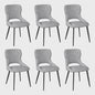 Set van 6 Luxe Eetkamerstoelen - Chenille Bekleding, Holle Rug & Metalen Poten