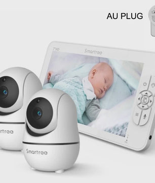 7" HD Babyfoon met 2 Camera's, Split Screen, Pan/Tilt/Zoom & 4000mAh Batterij