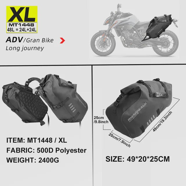Rhinowalk Waterdichte Motor Zijkoffers - 18L, 28L, 48L - Adventure Touring Bagage