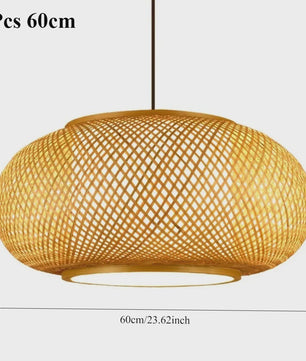 Bamboe Hanglamp Natuurlijk Rotan - Handgeweven, E27 Fitting, 40/50/60cm - Sfeervolle Verlichting voor Woonkamer, Café & Restaurant