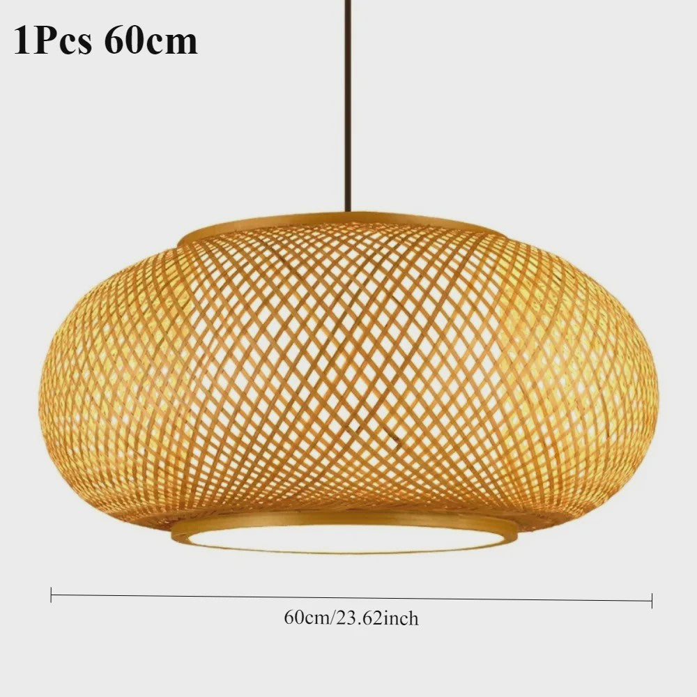 Bamboe Hanglamp Natuurlijk Rotan - Handgeweven, E27 Fitting, 40/50/60cm - Sfeervolle Verlichting voor Woonkamer, Café & Restaurant