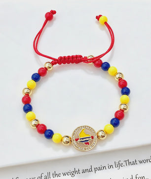 Colombia Vlag Armband - Verstelbaar Patriotisch Sieraden met Rood, Geel en Blauwe Kralen