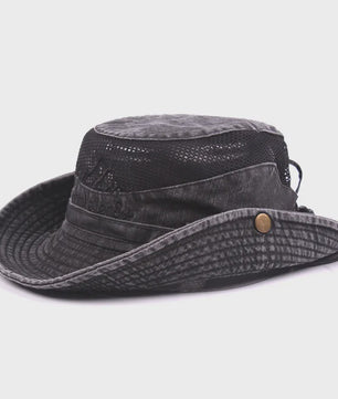 Ademende Outdoor Bucket Hat voor Heren - Zomerse Panama Cap met Mesh voor Vissen, Wandelen & Strand