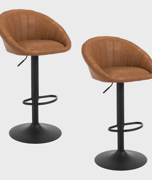 Verstelbare Barstoelen Set van 2 - Draaibaar, Ergonomisch, met Rugleuning - Fluweel/Kunstleer