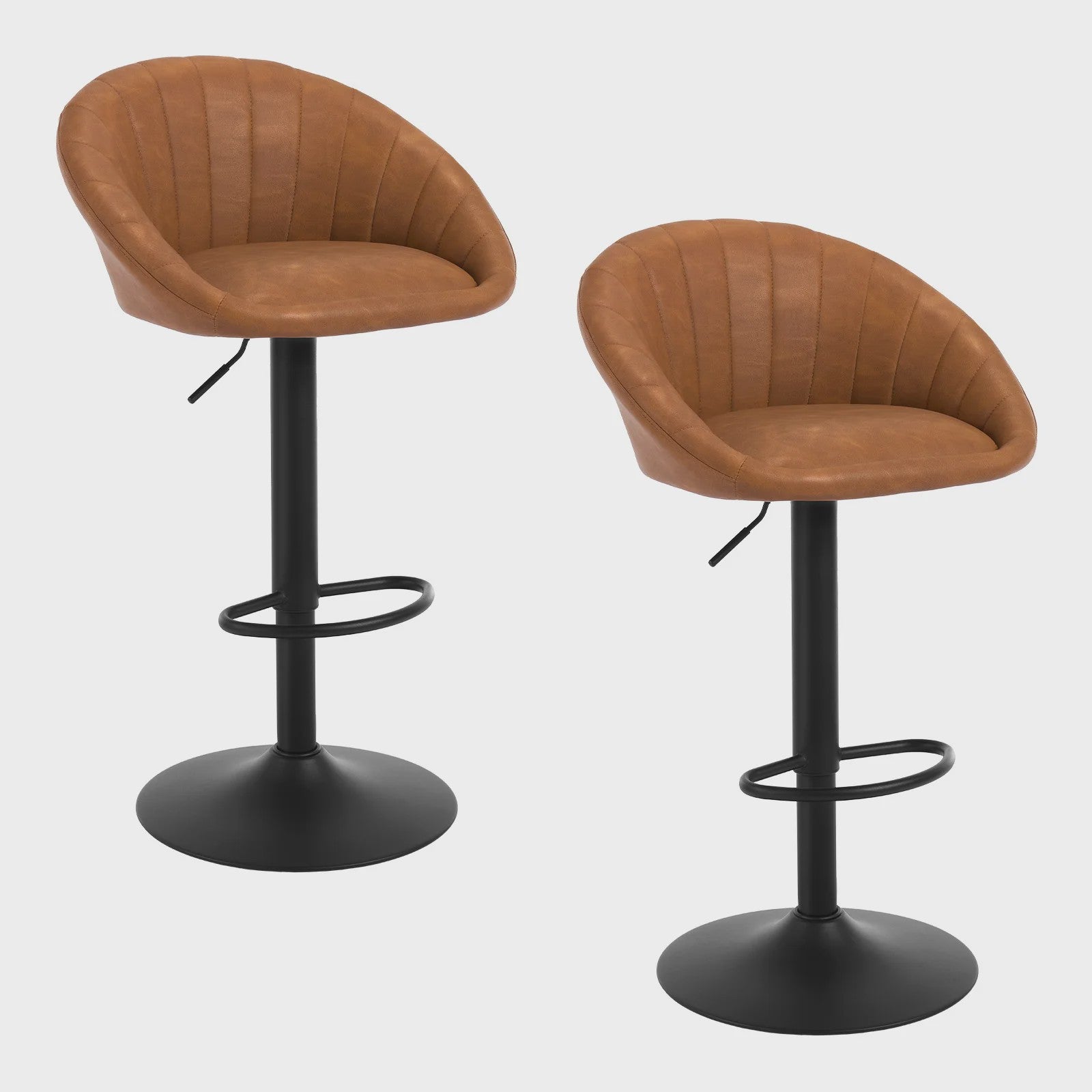 Verstelbare Barstoelen Set van 2 - Draaibaar, Ergonomisch, met Rugleuning - Fluweel/Kunstleer