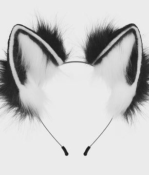 Handgemaakte Wolfsoren Haarband - Verstelbaar & Zacht voor Cosplay, Halloween & Feesten