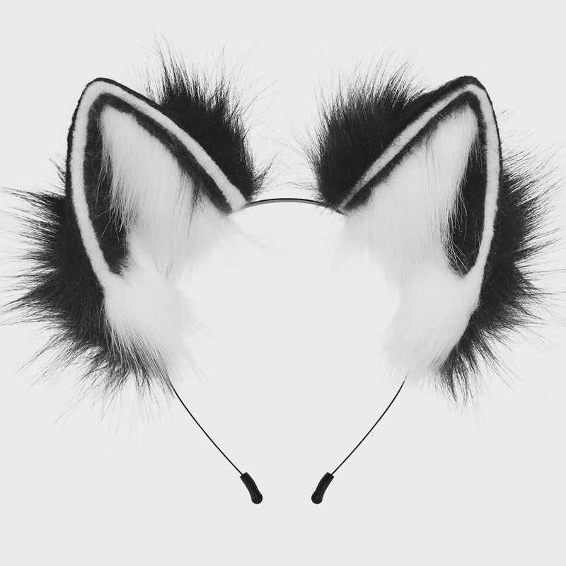 Handgemaakte Wolfsoren Haarband - Verstelbaar & Zacht voor Cosplay, Halloween & Feesten