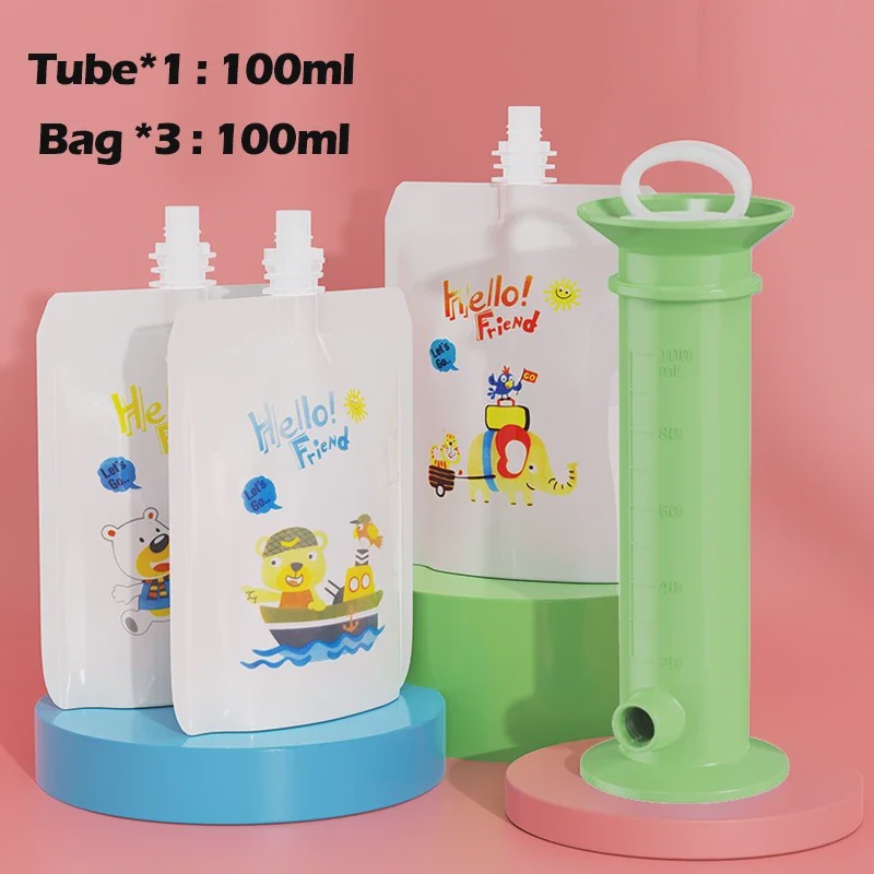 Herbruikbare Babyvoeding Dispenser Set - Zelf Fruitpuree Maken & Bewaren