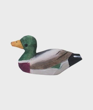Grappig Houten Eend Beeldje met Zwaaiende Voetjes - Handgemaakte Decoratie