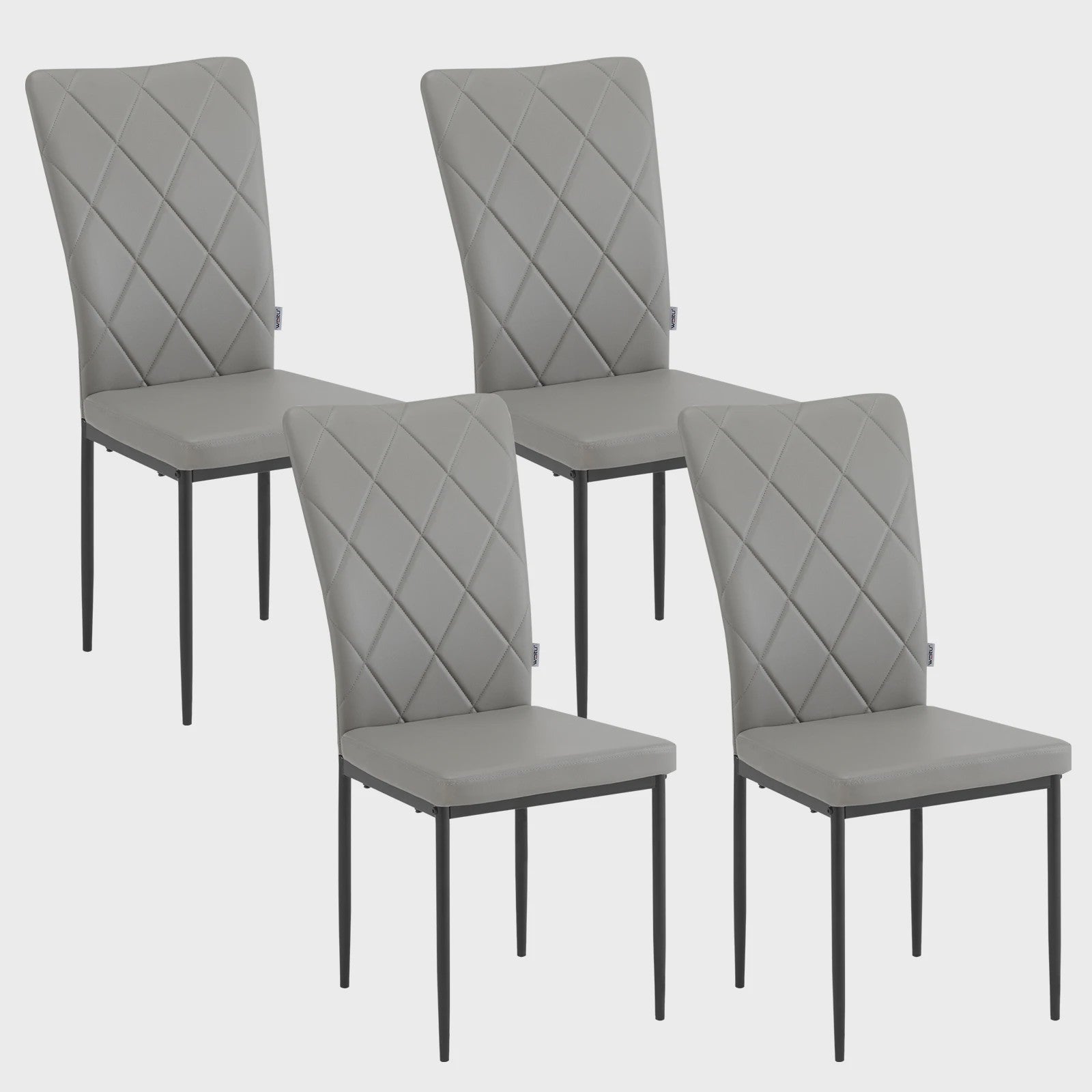 Set van 4 Luxe Eetkamerstoelen met Hoge Rugleuning - Gestoffeerd Velours & Stalen Poten