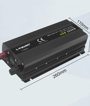 2000W Power Inverter 12V DC naar 230V AC met EU-stopcontact en Dubbele USB - Zwart