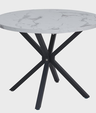 Moderne Ronde Eettafel 100cm met Marmerlook - Luxe en Stijlvol Design