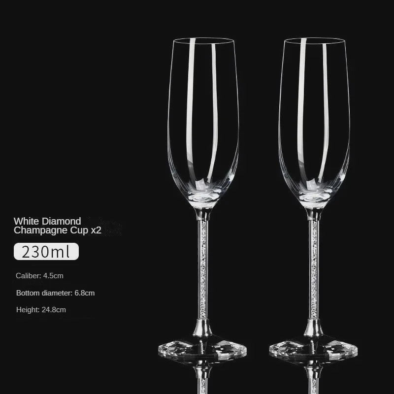 Luxe Kristallen Champagneglazen Set - Handgemaakt met Diamant-look Stijl - Perfect voor Koppels