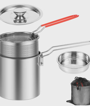 RVS Frituurpan met Mandje en Deksel - Draagbare Keuken Frituurpot