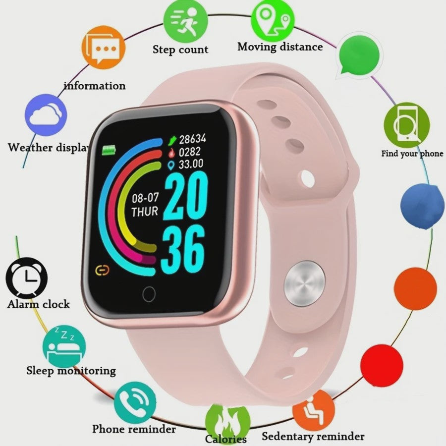 Smartwatch voor Heren & Dames: Fitness Tracker, Bericht Notificaties & Meer - Elektronisch Polshorloge