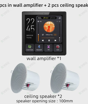 Slimme 2-Zone Wandversterker met Touchscreen: Bluetooth, AUX, TF & FM voor Thuisbioscoop