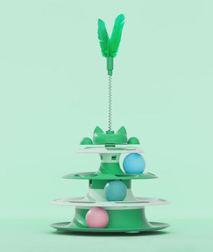 Interactieve Katten Toren Speelgoed met Balletjes en Veer - Zelfentertainment & Anti-verveling