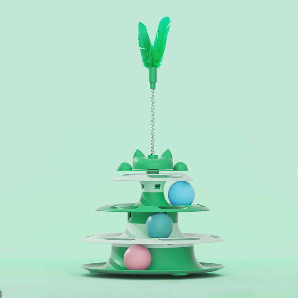 Interactieve Katten Toren Speelgoed met Balletjes en Veer - Zelfentertainment & Anti-verveling