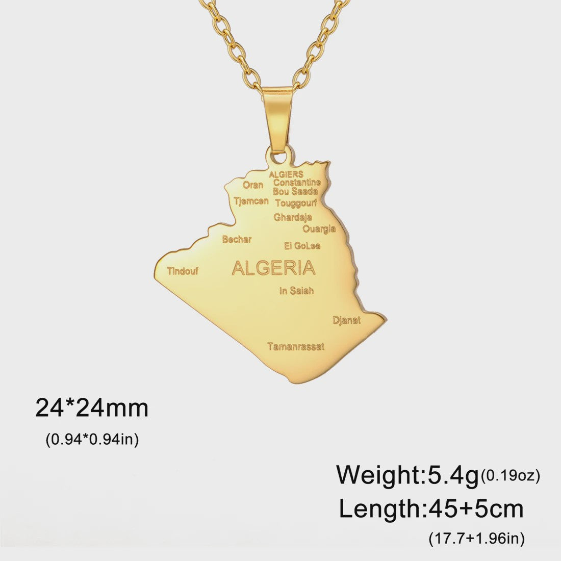 Algerije Kaart Ketting & Sleutelhanger Set - Roestvrij Staal, Stijlvolle Afrikaanse Sieraden