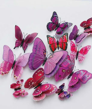12x 3D Vlinder Stickers - Kleurrijke Decoratie voor Huis, Bruiloft & Kantoor