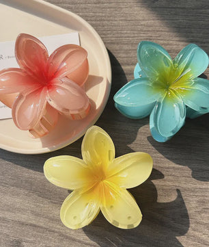 3x Grote Boho Bloemen Haarclips Acryl - Gradient Kleuren & Hawaii Stijl Haaraccessoires voor Dames