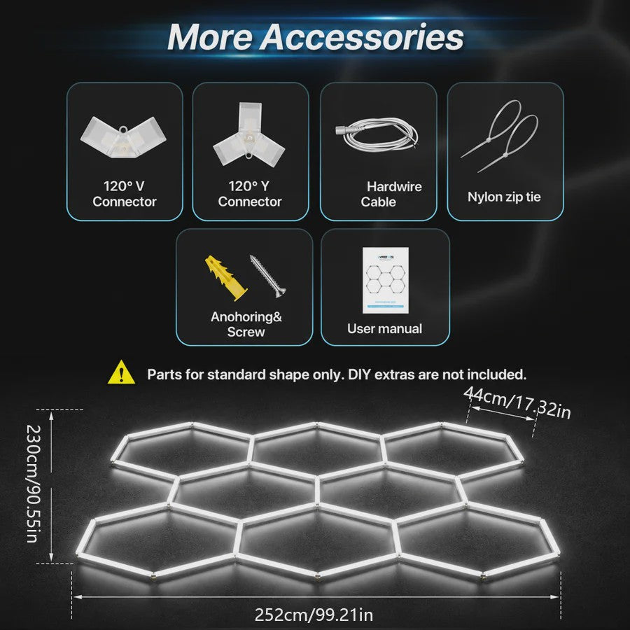 Modulaire Hexagonale LED Plafondlamp - Superhelder 6500K Koel Wit Licht