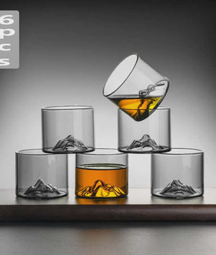 Set van 2 Whiskeyglazen met 3D Berg Design - Kristalhelder & Uniek