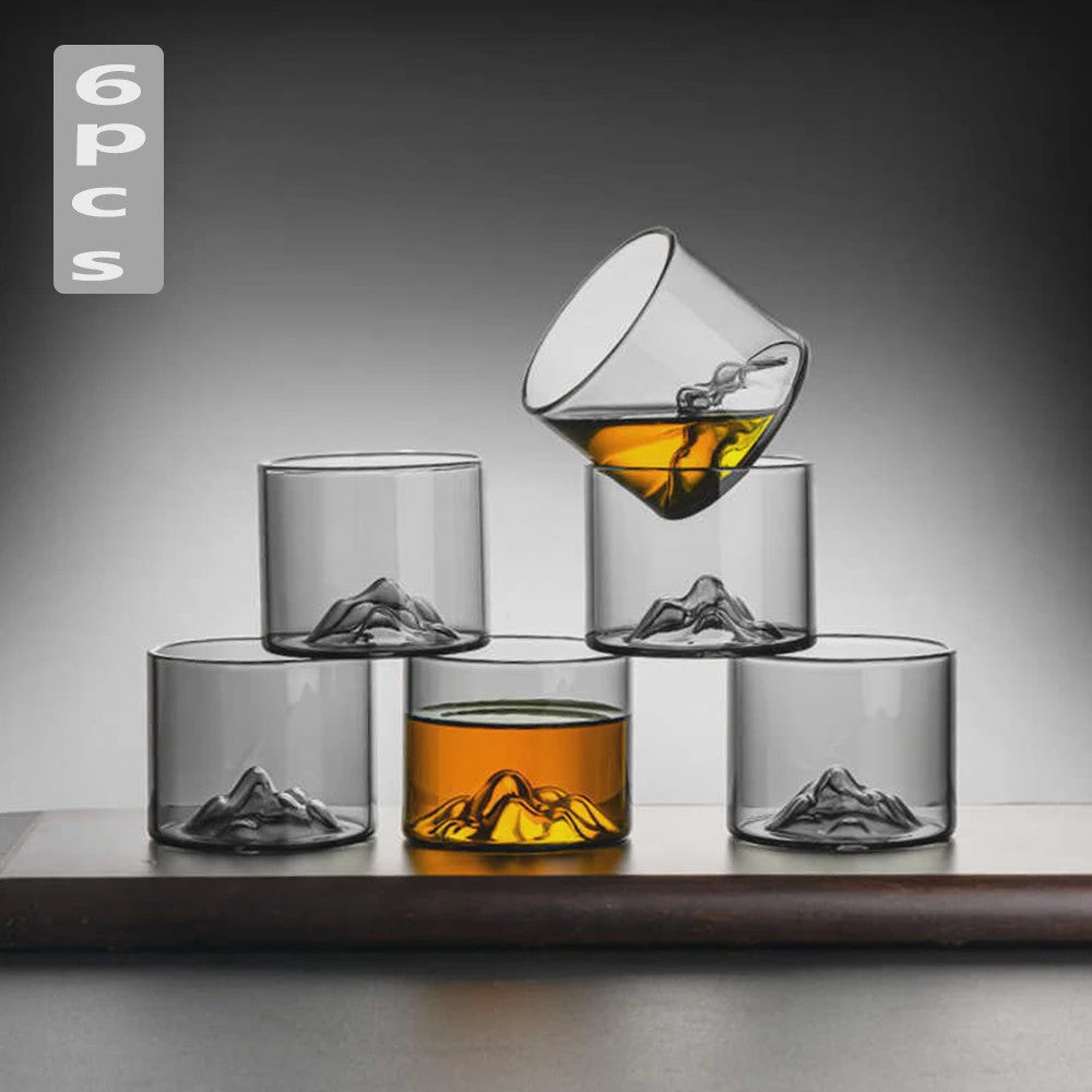 Set van 2 Whiskeyglazen met 3D Berg Design - Kristalhelder & Uniek