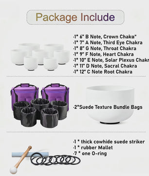 7-delige Kristallen Klankschaal Set (6-12 Inch) - 432Hz Chakra Stemming voor Meditatie & Sound Therapy