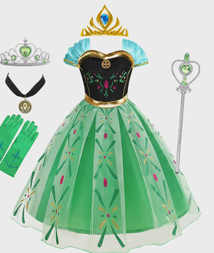 Prinsessenjurk Anna Frozen Kinderkostuum - Feestelijk Verkleedjurkje