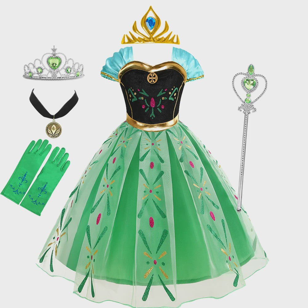 Prinsessenjurk Anna Frozen Kinderkostuum - Feestelijk Verkleedjurkje