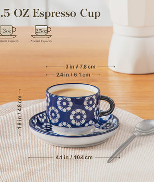 Vancasso Porseleinen Espressokopjes Set met Schoteltjes en Metalen Standaard (6/12 stuks)