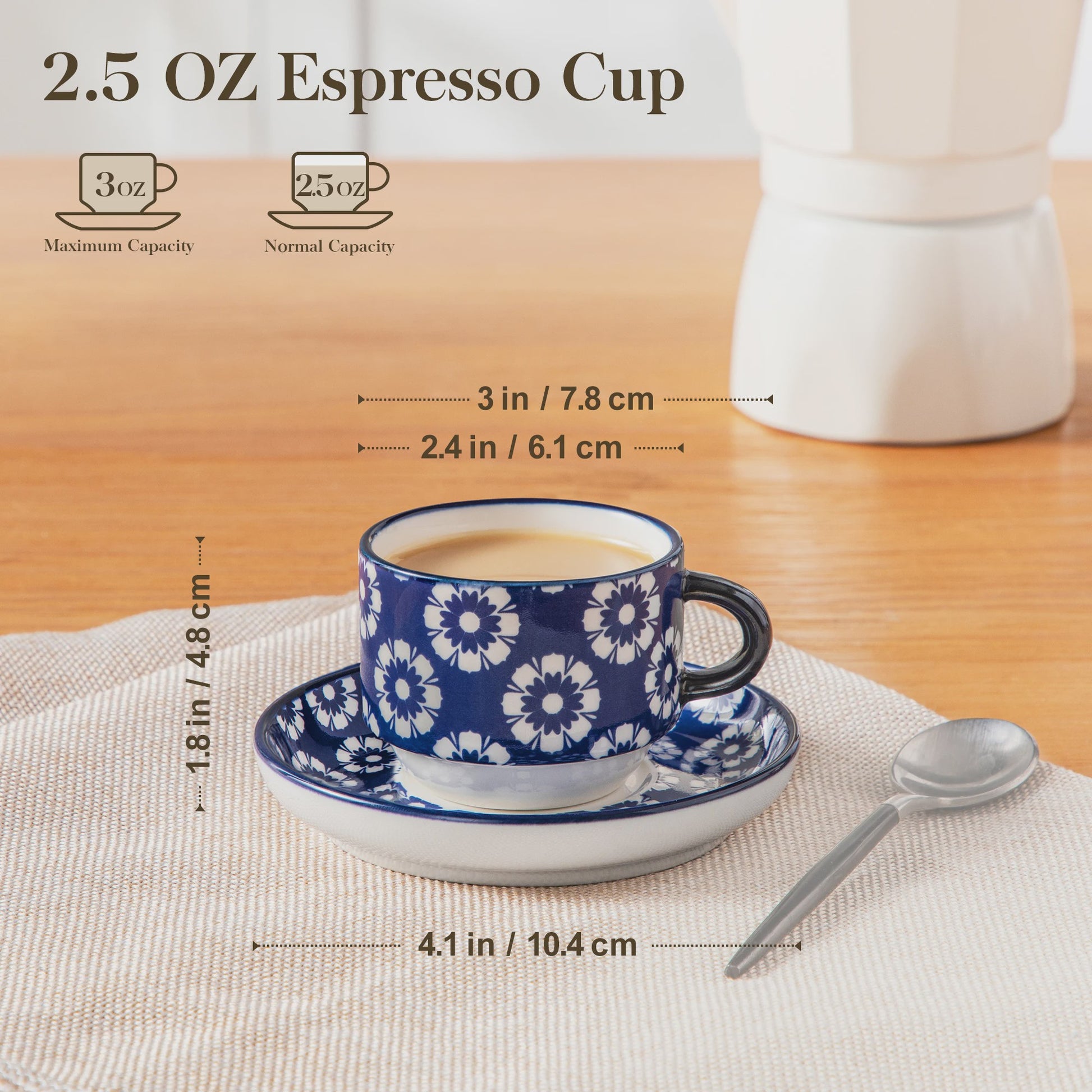 Vancasso Porseleinen Espressokopjes Set met Schoteltjes en Metalen Standaard (6/12 stuks)