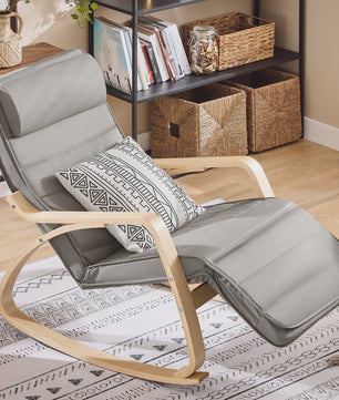 Luxe Schommelstoel Beige met Verstelbare Voetensteun & Draaifunctie | Comfortabel Relaxen