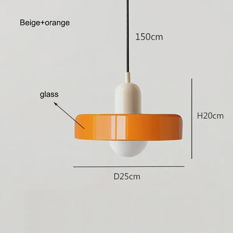 Nordic Bauhaus Hanglamp - Retro Glas & Kleurrijke Kap voor Woonkamer, Eetkamer, Bar
