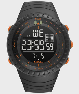 SMAEL Heren Sport Horloge - Waterdicht 50M, Digitaal LED met Alarm & Grote Wijzerplaat