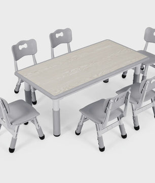 Verstelbare Kinder Tafel met 6 Stoelen - Knutseltafel & Speeltafel voor Kinderen (2-10 jaar)